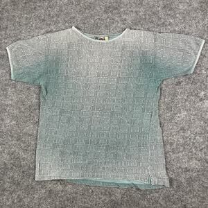 EMS T-Shirt Mens Size M Teal Green Vintage Textured Knit Outdoors Retro